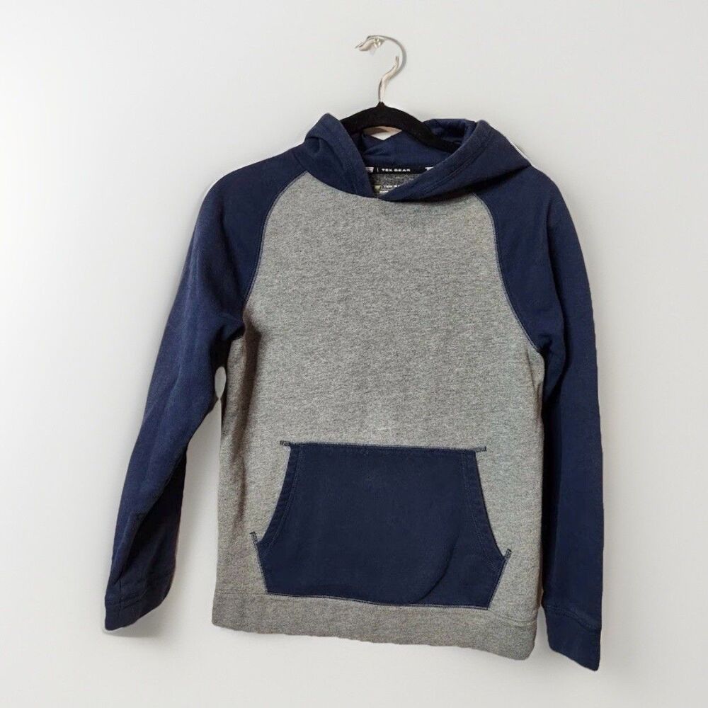 NWT Boys Size M 10/12Large Tek Gear Colorblock Design Hoodie Pullover Navy Blue‎